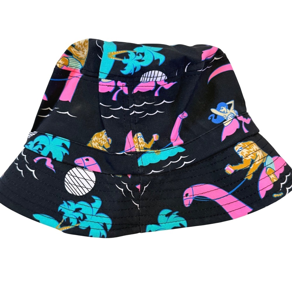 NWT Party Pants Beerlieve Bucket Hat OS‎ Black Bigfoot Mermaid Graphic Neon Beer